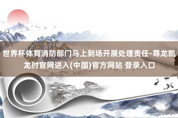 世界杯体育消防部门马上到场开展处理责任-尊龙凯龙时官网进入(中国)官方网站 登录入口