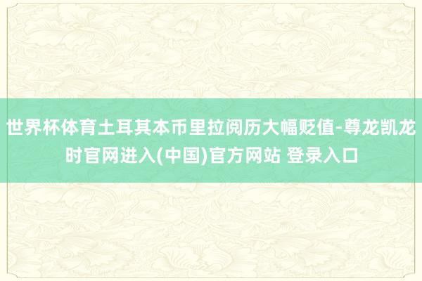 世界杯体育土耳其本币里拉阅历大幅贬值-尊龙凯龙时官网进入(中国)官方网站 登录入口