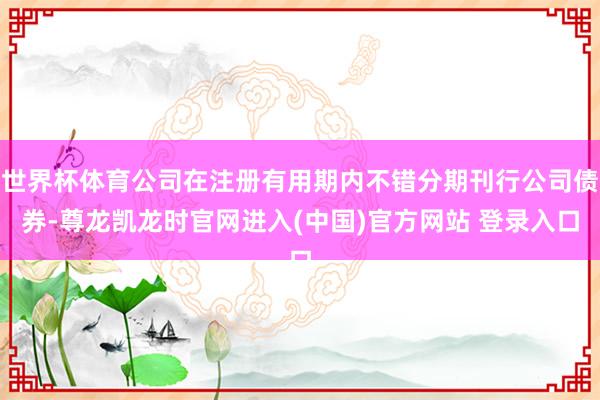 世界杯体育公司在注册有用期内不错分期刊行公司债券-尊龙凯龙时官网进入(中国)官方网站 登录入口